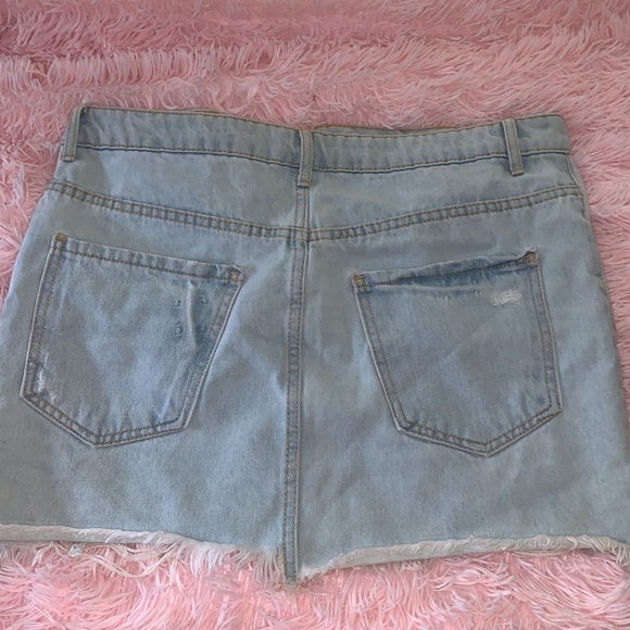 Forever 21 Light Blue Distressed Denim Skirt - Picture 13 of 15